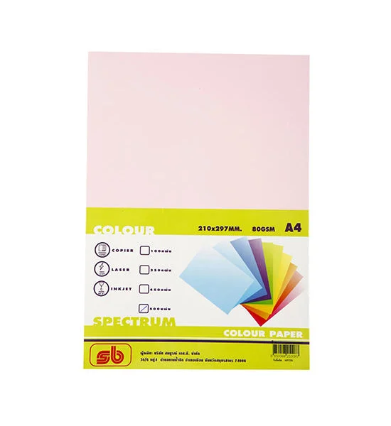 SB SB กระดาษสีถ่ายเอกสาร A4 80 แกรม รุ่น SPECTRUM สีชมพู แพ็ค 500 แผ่น Оригинал