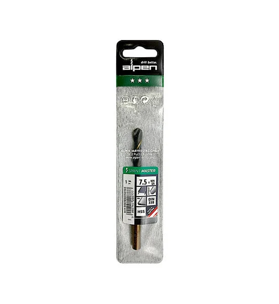 ALPEN Silver Metal Drill Bit HSS Sprint Master Size 7.5 mm. Оригинал