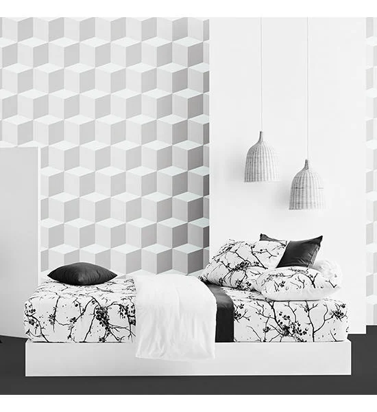 LOTUS Bed Sheet Set Size 6 FT. + Comforters 100" x 90" Lotus Black & White-LI-BW 04W Оригинал