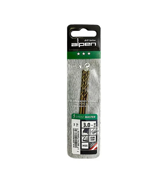 ALPEN Silver Metal Drill Bit HSS Sprint Master Size 3 mm. (Pack 3 Pcs.) Оригинал