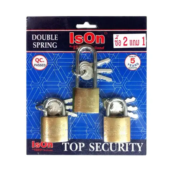 ISON Brass Pad Lock Short Shackle Size 25 MM. (Pack 3 Pcs.) Оригинал