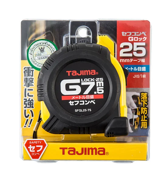 TAJIMA G Lock Measuring Tape 7.5m BK-Yellow Оригинал