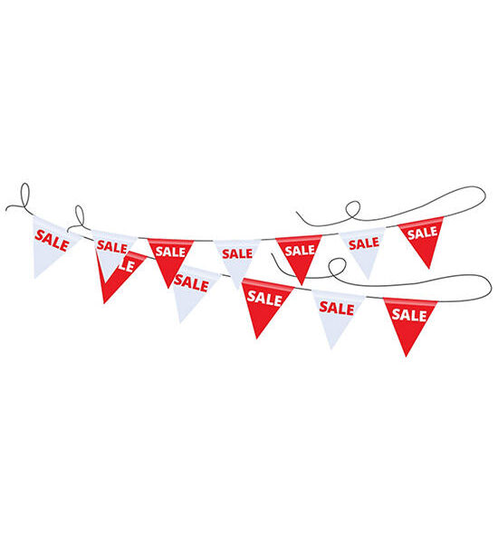 Q Flag White-Red Sale Bunting Оригинал