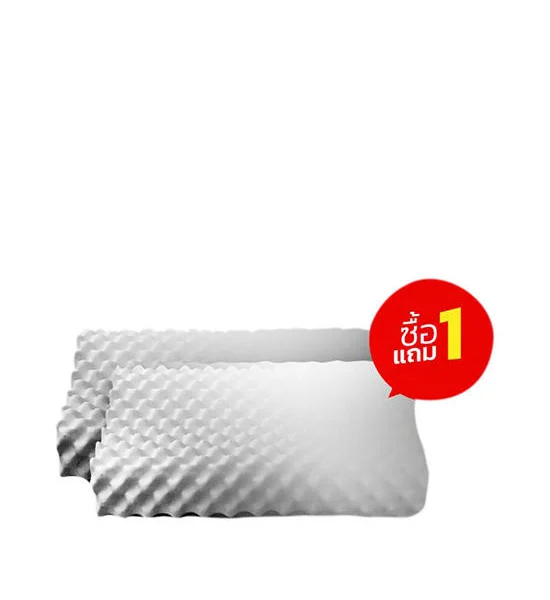 SIAMLATEX (Buy 1 Get 1 Free) Latex Pillow Double Slopes Charcoal Model White Оригинал