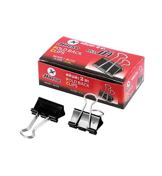 HORSE Black Fold Back Clips No.111 Size 1 Inch Оригинал