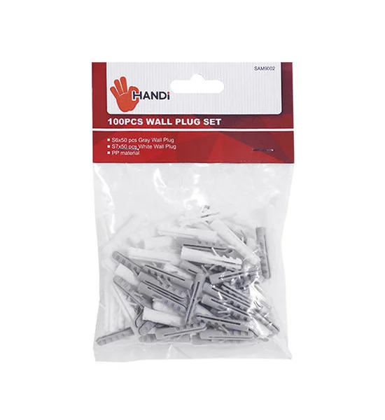 HANDI Wall Plug Set (SAM9002), Pack 100 Pcs., #CT , White-Grey Оригинал
