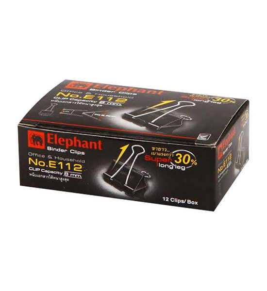 ELEPHANT Black Binder Clip E112 Size 19 mm Оригинал