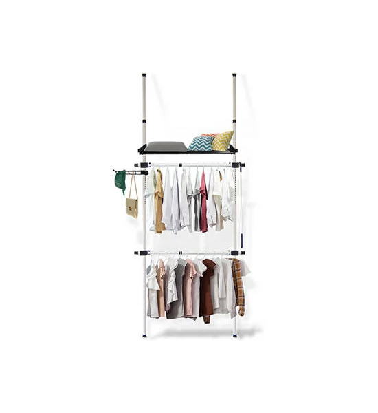 TUGU WHITE CLOTHES RACK WITH 2 BARS 1 SHELVE TUGU Оригинал