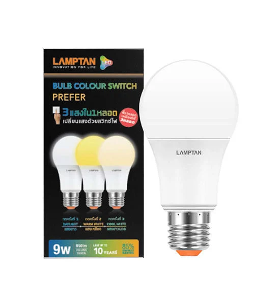 LAMPTAN LED Bulb 9 Watt Ce 3 Light BULB COLOR SWITCH E27 Оригинал
