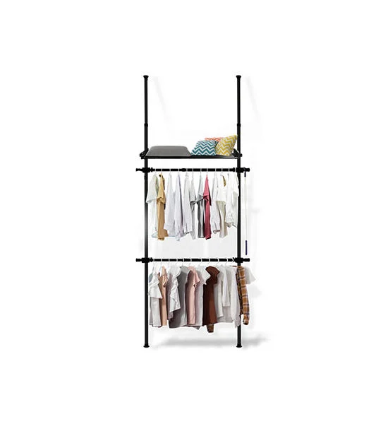 TUGU BLACK  CLOTHES RACK WITH 2 BARS   1  SHELVE  TUGU Оригинал