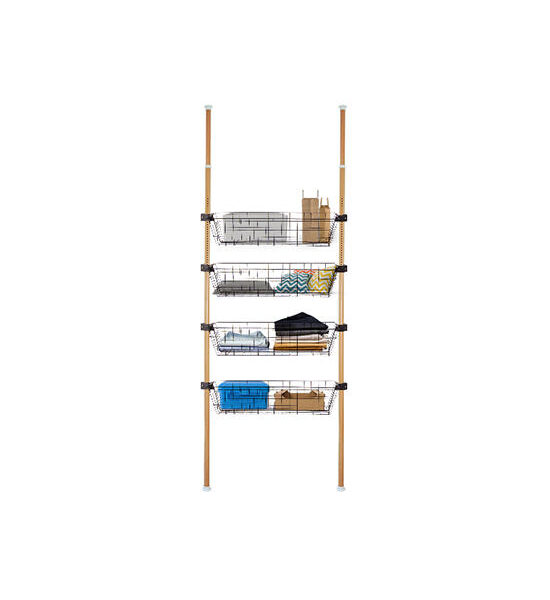TUGU BROWN  CLOTHES RACK WITH 2 POLES 4 BASKETS  TUGU Оригинал