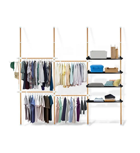 TUGU BROWN CLOTHES RACK WITH 4 BARS 4 SHELVES TUGU Оригинал
