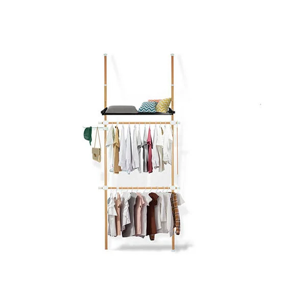 TUGU BROWN CLOTHES RACK WITH 2 BARS 1 SHELVE TUGU Оригинал