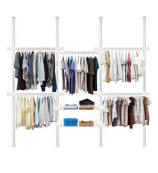 TUGU PURE WHITE CLOTHES RACK WITH 5 BARS 2 SHELVES TUGU Оригинал