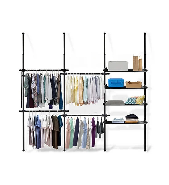 TUGU BLACK CLOTHES RACK WITH 4 BARS 4 SHELVES TUGU Оригинал