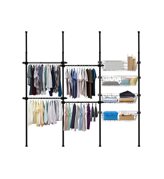 TUGU BLACK CLOTHES RACK WITH 4 BARS 4 BASKETS TUGU Оригинал