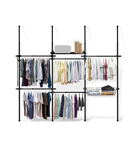 TUGU BLACK CLOTHES RACK WITH 5 BARS 1 SHELVE 1 BASKET TUGU Оригинал