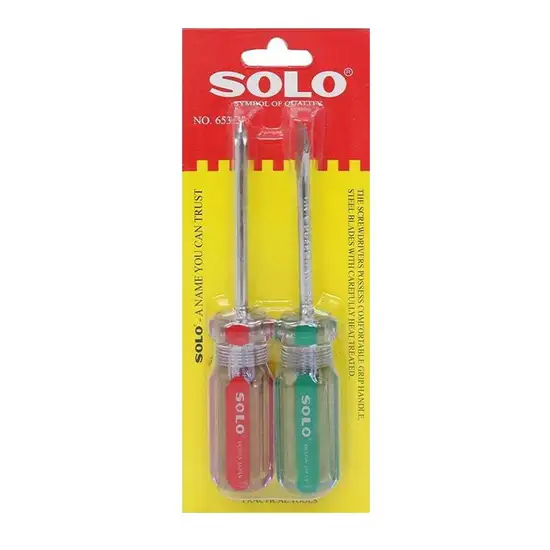SOLO Red-Green Screwdriver No.653-3 Size 3 Inch (Pack 2 Pcs.) Оригинал