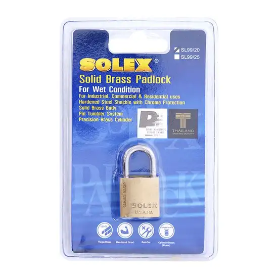 SOLEX Brass Solid Padlock Short Shackle SL99/20 Size 20 mm Оригинал