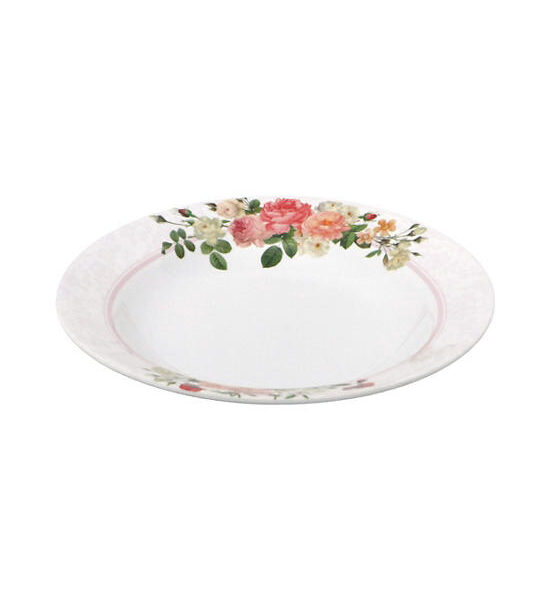 FLOWERWARE White-Pink Melamine Deep Plate FLOER WARE P807-8 Size 8 Inch Оригинал