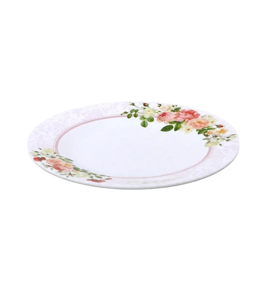 FLOWERWARE White-Pink Melamine Flat Plate P802-8 Size 8 Inch Оригинал