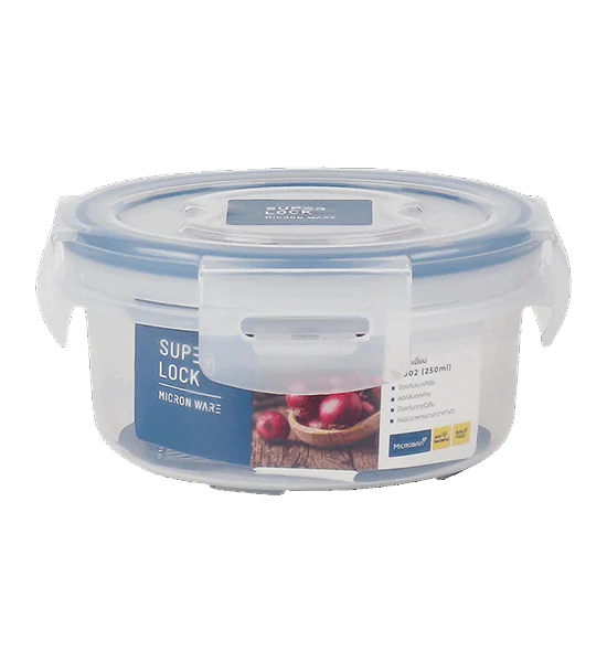 SUPER LOCK White-Blue Round Food Container With Lock Lid SUPER LOCK JCP-6002 Size 250 ml Оригинал
