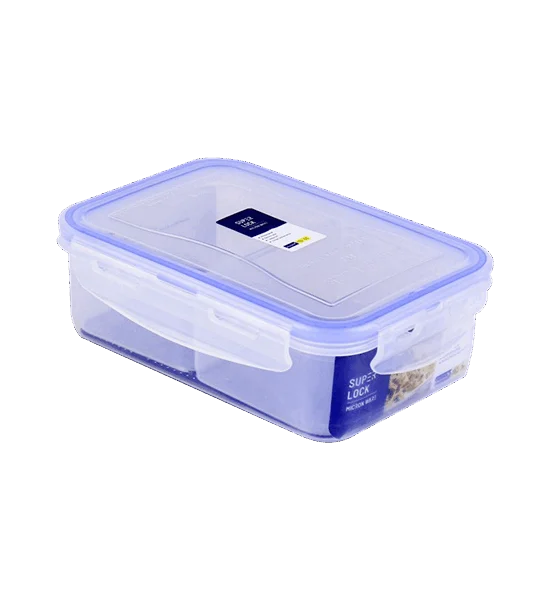 SUPER LOCK White-Blue Square Food Container 2 Compartment SUPER LOCK SUPER LOCK JCP-6115/2 Size 890 ml Оригинал