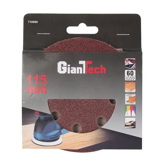 GIANTTECH Black-Orange Sand Discs Excentric No.60 710060 Size 4 Inch (Pack 5 Pcs.) Оригинал