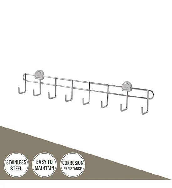 PRIME Stainless Steel 30cm. Hook Rack (8 Hooks) PW-1545-45 (Silver) Оригинал