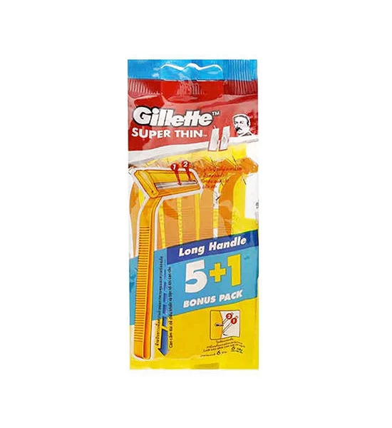 GILLETE Razor Super Thin 2 (Pack 5 + 1) Yellow Оригинал