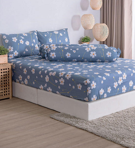 LUCKY MATTRESS 6 Ft. Md 021 Bed Sheet Micro Touch Flower Stlye Blue Оригинал