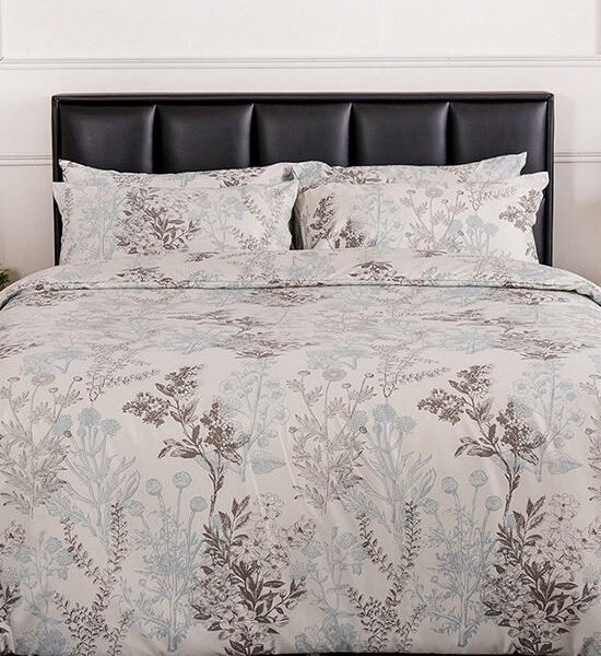 LUCKY MATTRESS 6 Ft. 14 Inches MD 011 Bedsheet And Duvet Micro Touch Flower Stlye Grey Оригинал