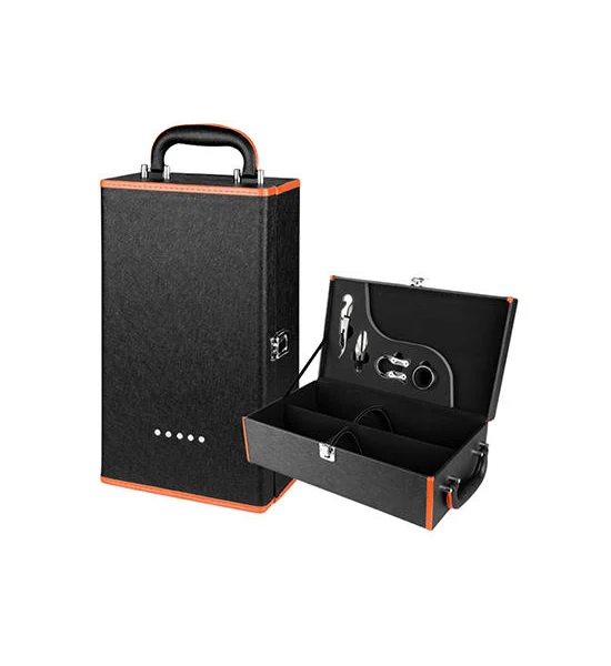 COCOGU Wine Bottle Storage Box 2 Compartments with Opener Model 217 Black Оригинал