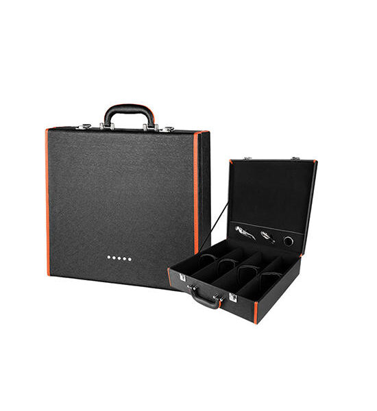 COCOGU Wine Bottle Storage Box 4 Compartments with Opener Model 417 Black Оригинал