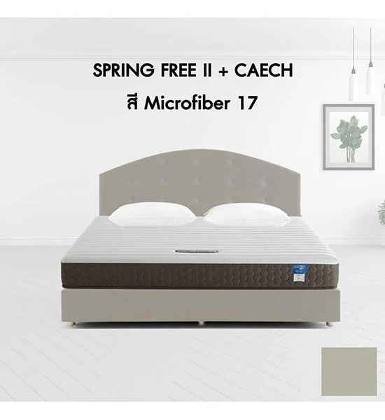 LOTUS Mattress Spring Free II + BEDFRAME CZECH - Microfiber17 Size 6 FT. GREY Оригинал