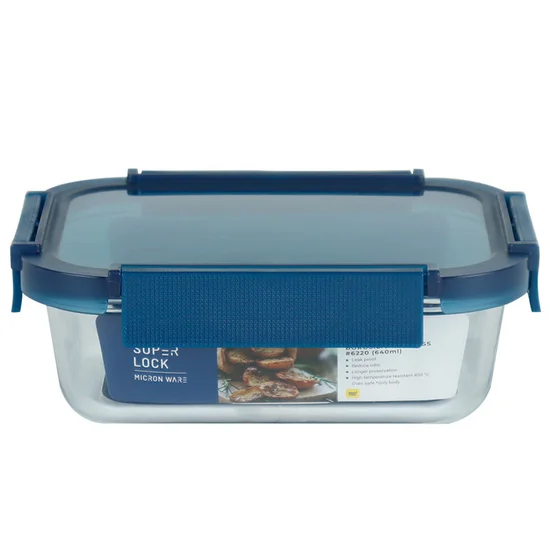 SUPER LOCK Glass Food Preservation Box, Capacity 640 ml., 1 Piece, Model 6220, Blue Оригинал