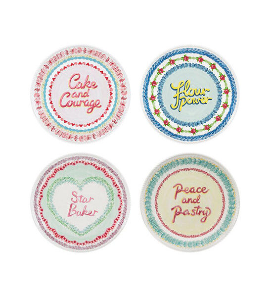 Cath Kidston Pink/Cream Set 4 Side Plates GBBO Icing Placement Оригинал
