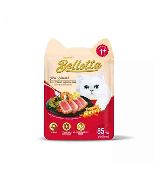 BELLOTTA Tuna Topping Shrimp In Jelly Formula Wet Food Pouch For Adult Cats All Breeds 85 G Оригинал