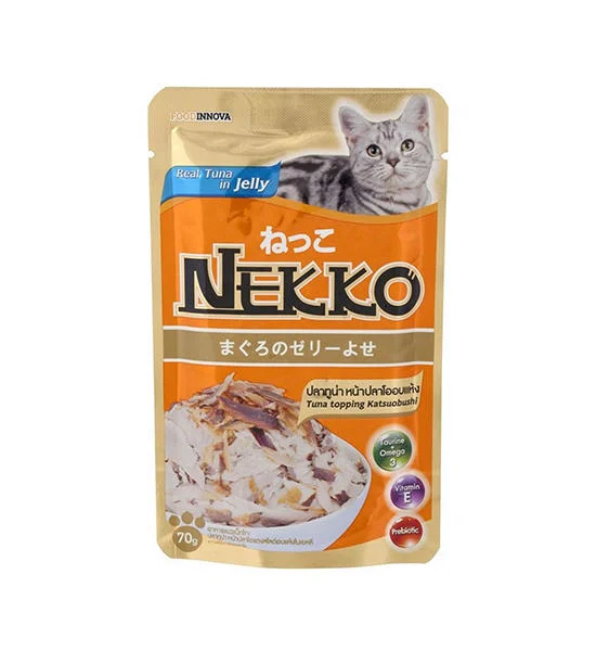 NEKKO Tuna In Jelly Topping Katsuobushi Wet Cat Food 70 G Оригинал