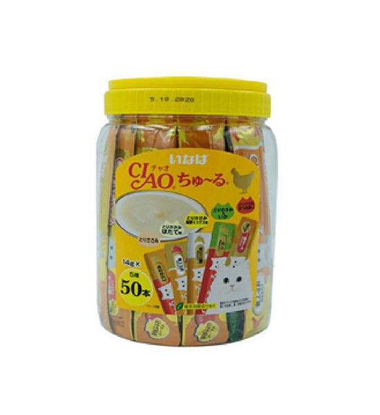 CIAO Mixed Chicken Churu Flavor Lickable Treat Bowl For Cats All Breeds 14 G, 50 Pieces Оригинал