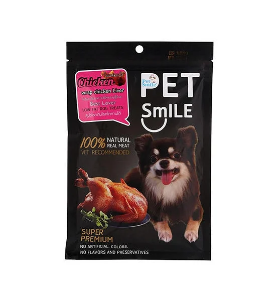 PET SMILE Roast Soft Chicken Breast Wrap Liver Freeze Dried Dog Treat 50 G Оригинал