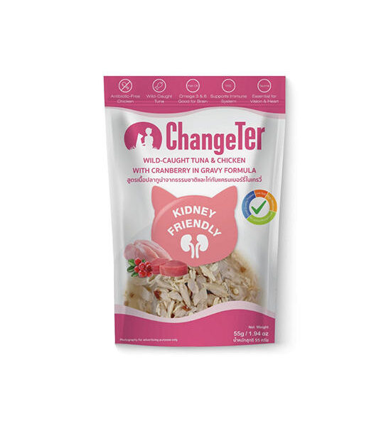 ChangeTer Wet Food Pouch Wild-Caught Tuna & Chicken With Cranberry In Gravy Formula For Adult Cat All Breed 55 G Оригинал