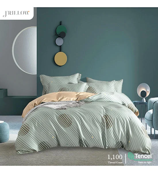 FRILLOW Tencel Duvet Cover 100"x90", Design - Viridescent, The Mystique Collection - Majesty Green Оригинал