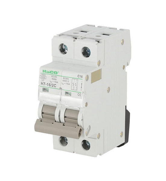 HACO White Circuit Breaker H7-16/2C 2P 16A Оригинал