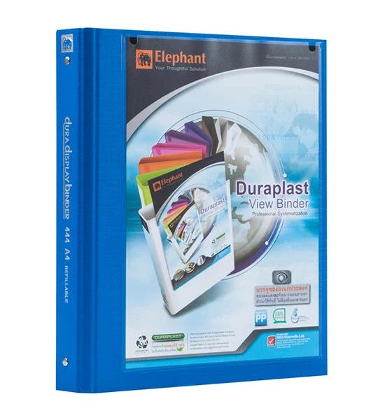 ELEPHANT ELEPHANT แฟ้มโชว์เอกสาร 3 ห่วง รุ่น 444 สีน้ำเงิน ขนาด A4 สัน 5 ซม. (20 ซอง) Оригинал