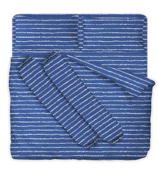 DUNLOPILLO Fitted Sheet Set + Comforter - LONDON BLUE : DL-LB-03 (6')(6pcs.) Blue Оригинал