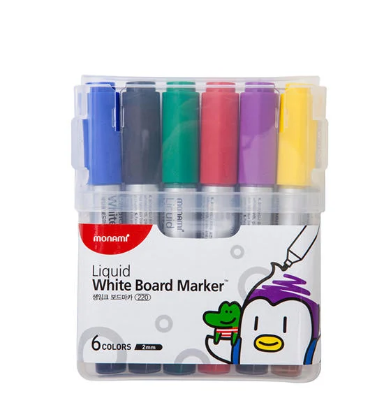 MONAMI Monami Liquid 220A White Board Marker 2.0 mm. (6/Pack) Colors Оригинал