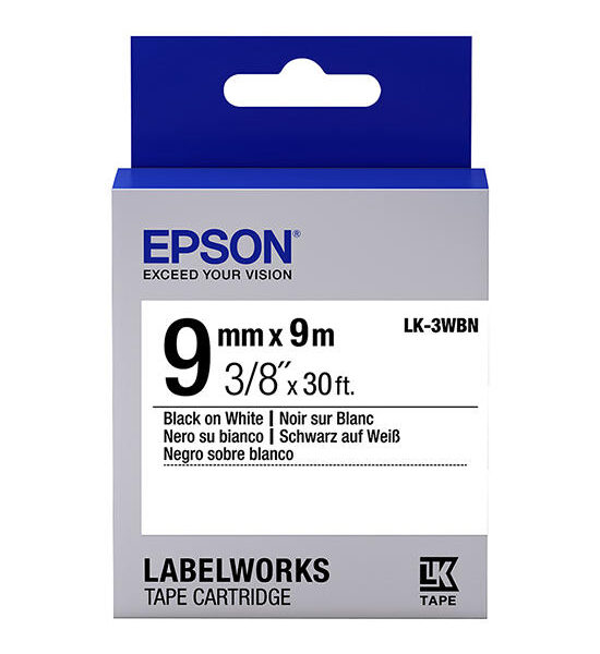 EPSON EPSON เทปพิมพ์อักษร รุ่น LK-3WBN สีดำพื้นเทปขาว ขนาด 9 มม. Оригинал
