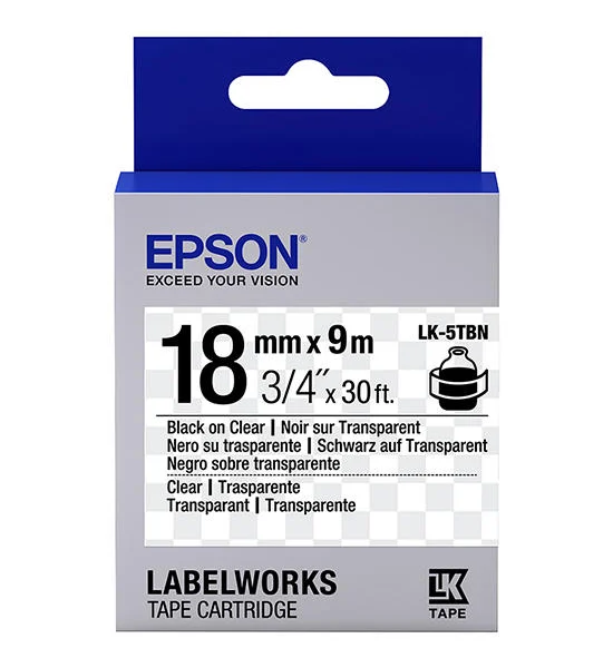 EPSON EPSON Label Tape 18 mm. Black On Clear Оригинал