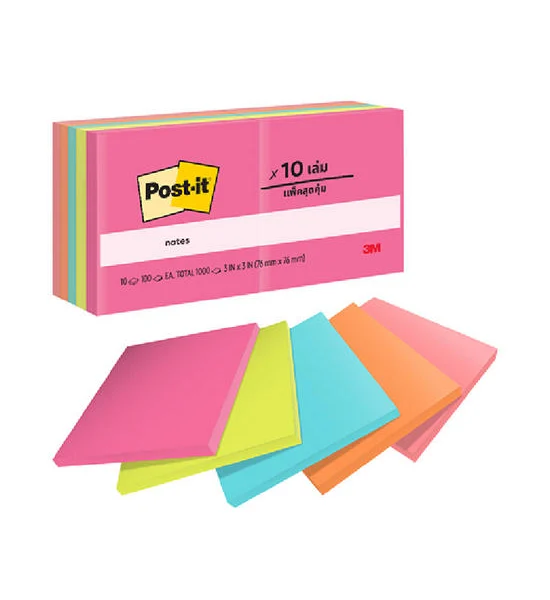 POST-IT POST-IT กระดาษโน้ต รุ่น 654-10AN คละสีนีออน ขนาด 3x3 นิ้ว (แพ็ค 10 เล่ม) Оригинал